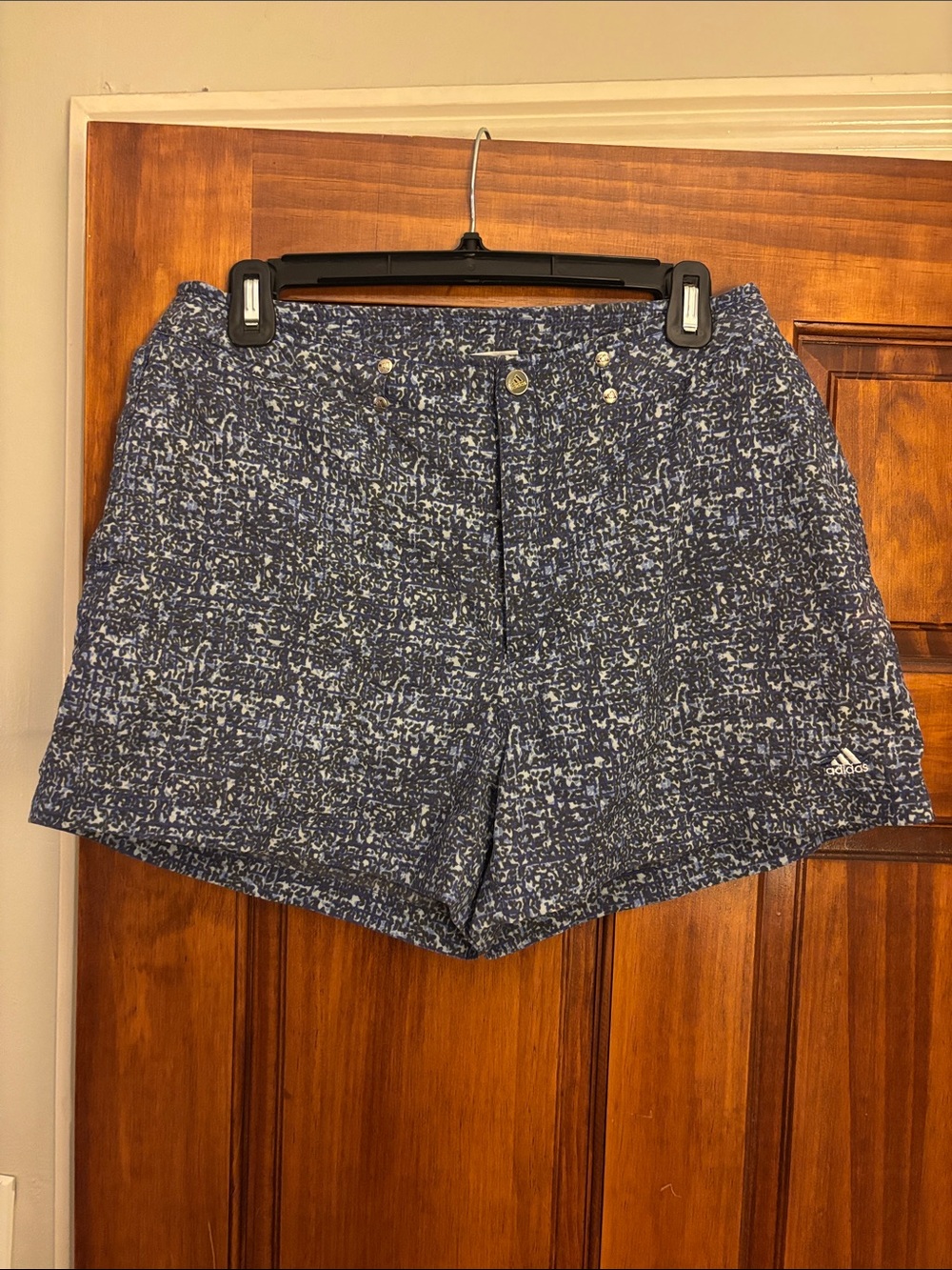 Women’s Adidas blue printed athletic shorts